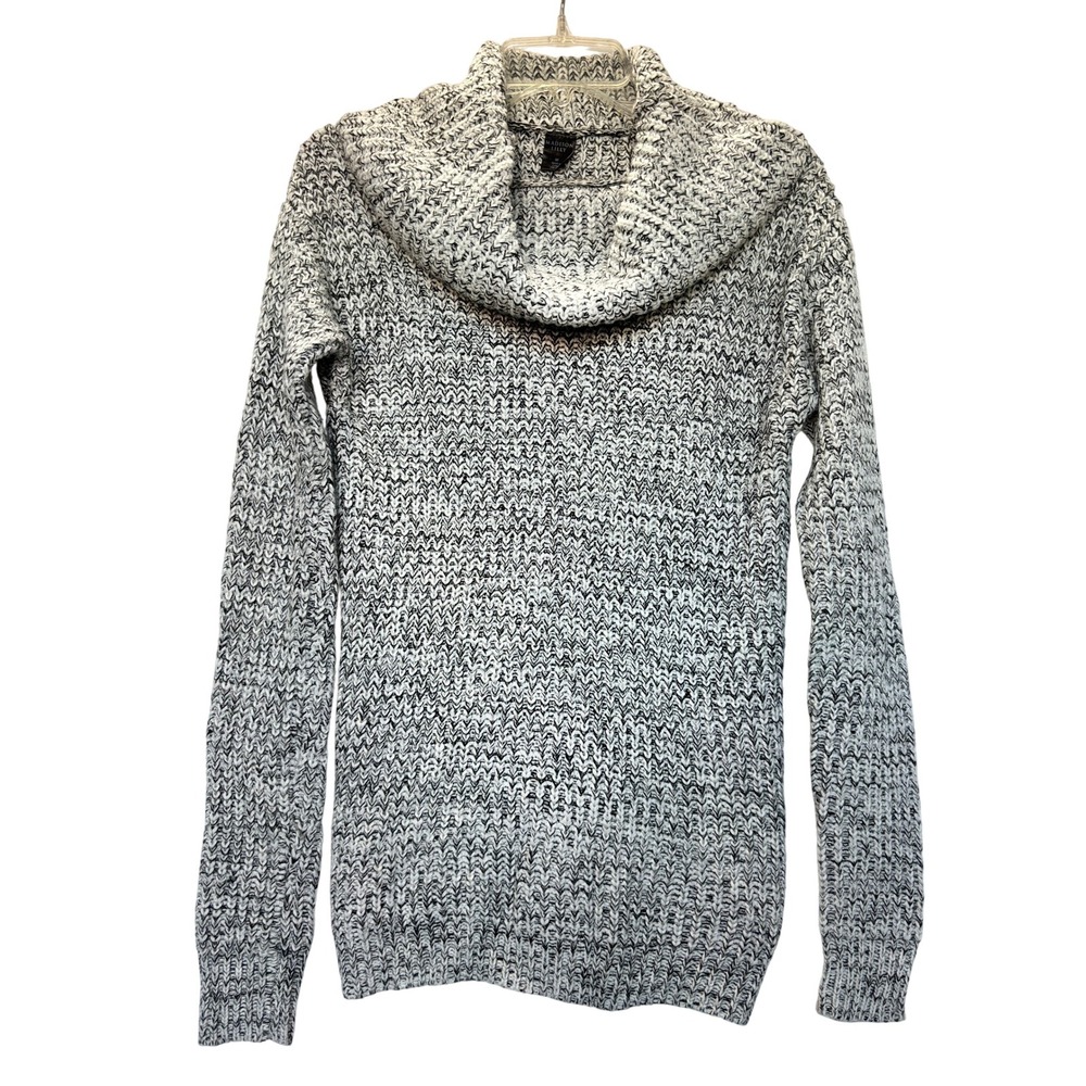 Madison Lilly Marled Knit Cowl Neck Sweater Cozy Casual Pullover, Medium